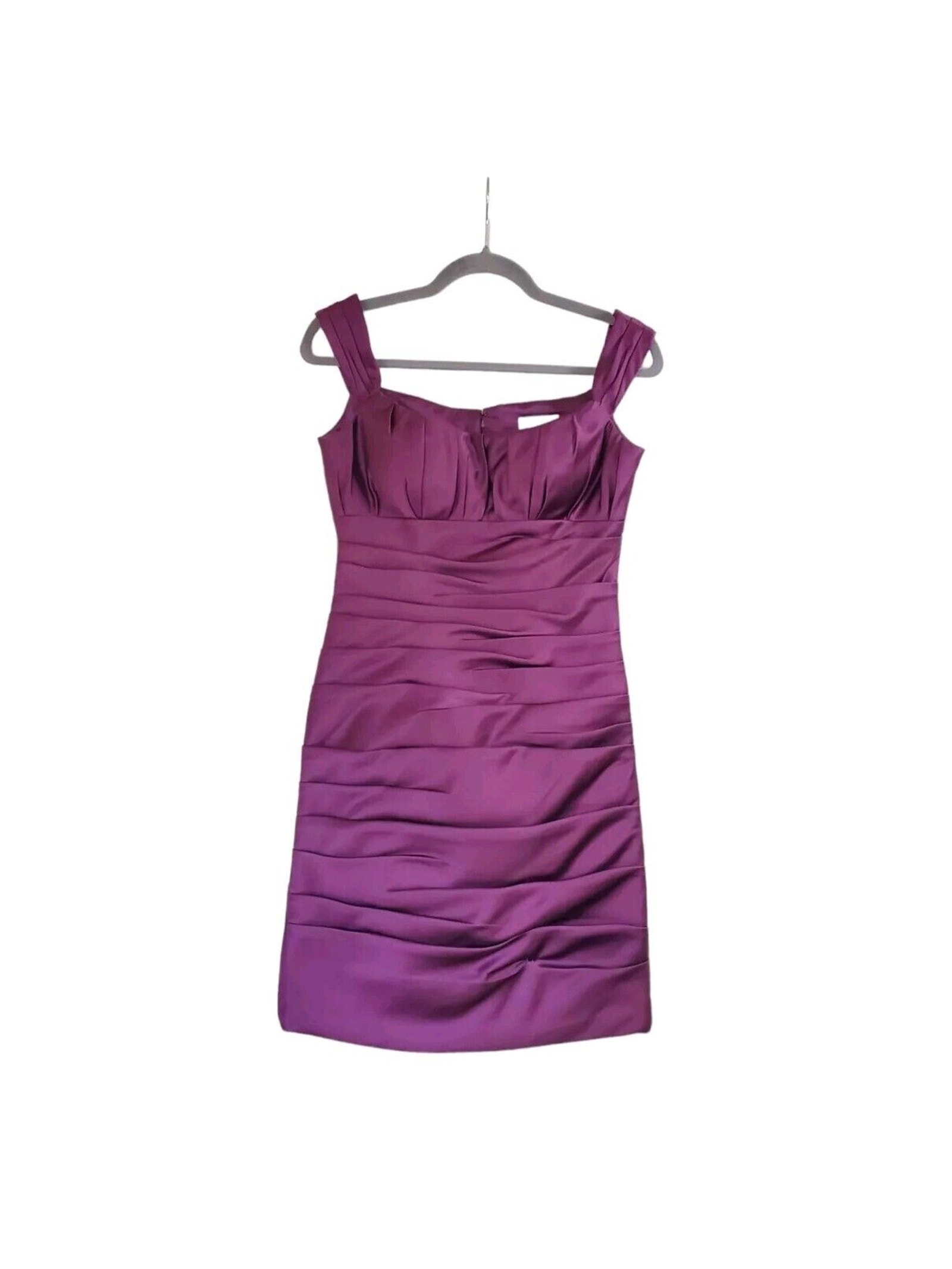 Bill Levkoff Ruched Plum Purple Y2k Cocktail Prom Mini Formal Dress, Size 6